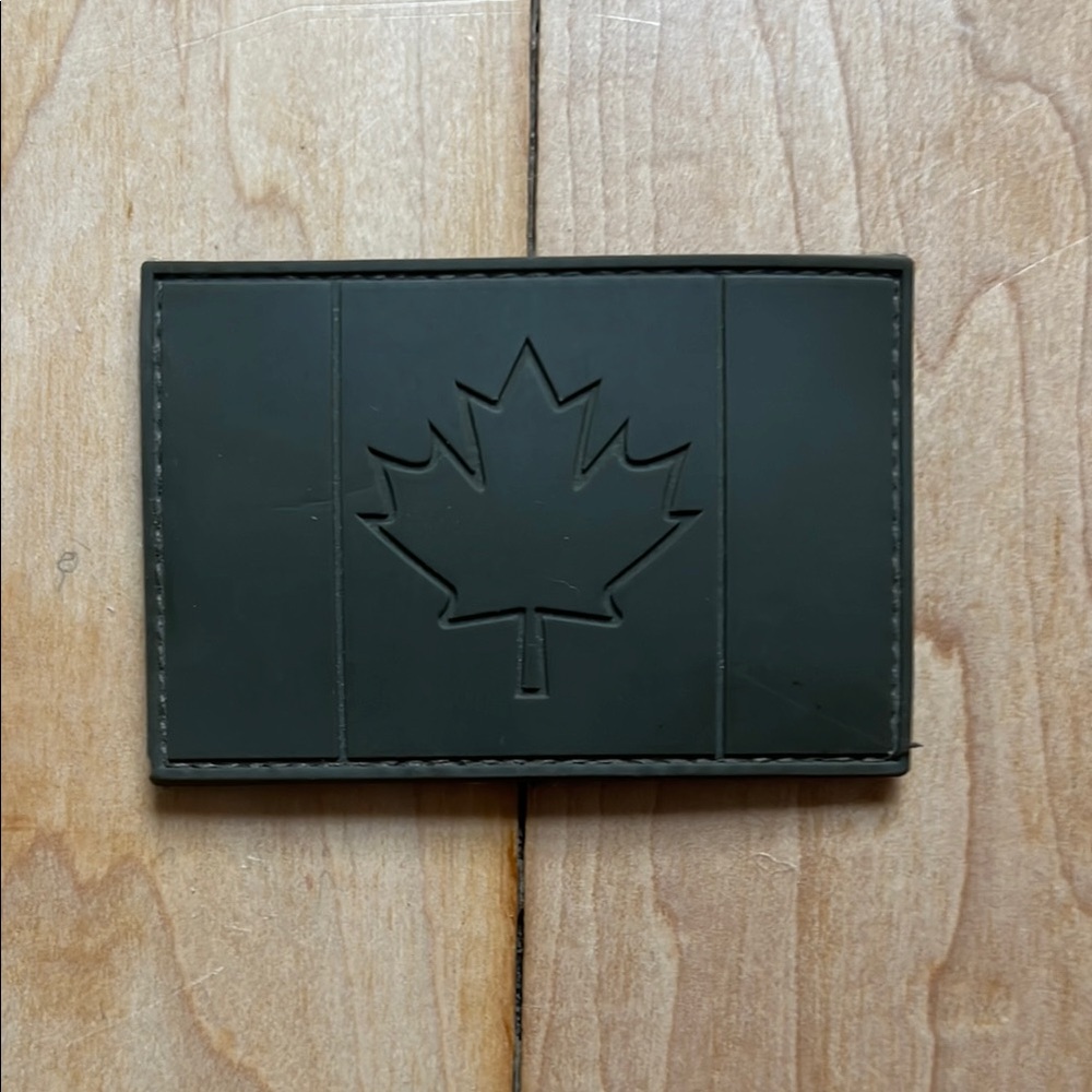 Maple Leaf Embossed Tactical Patch - Olive Green - NWOT